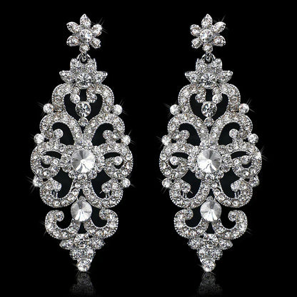 TREAZY Fashion Crystal Wedding Drop Earrings for Women Silver Color Bridal Dangle Earrings Brides Gifts Birthday Party Jewelry