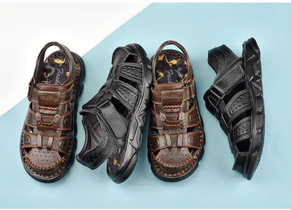 Genuine Leather Casual Shoes For Men High Quality Classic Men Sandals Summer Outdoor Walking Men Sneakers Breathable Men Sandals
