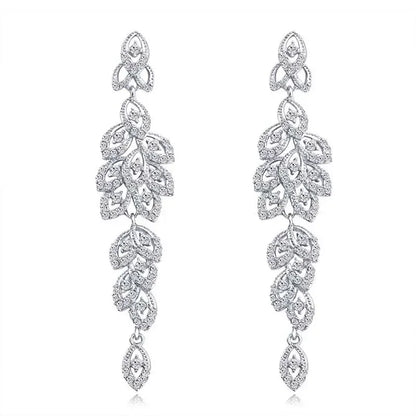 TREAZY Fashion Crystal Wedding Drop Earrings for Women Silver Color Bridal Dangle Earrings Brides Gifts Birthday Party Jewelry