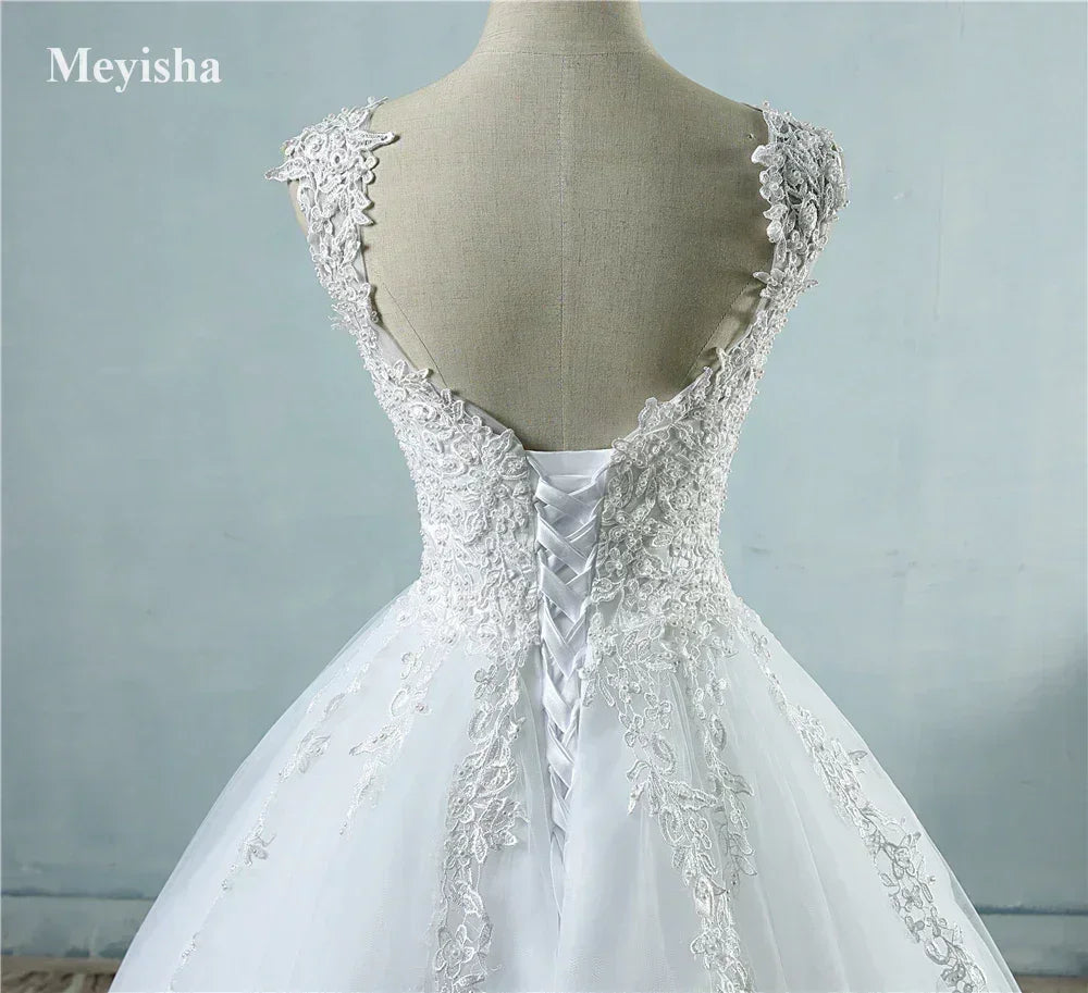 Pearl Ball Gown Wedding Dress - Spaghetti Straps Customizable | Femstylo
