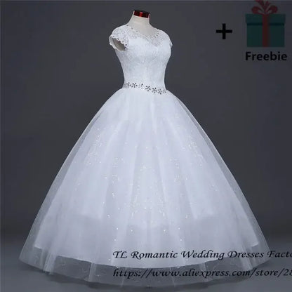 Plus size Vestidos De Novia Real Photo Red pure White Lace O-neck Sequins Wedding Dresses Cheap Princess Bride Gowns Frock HS587