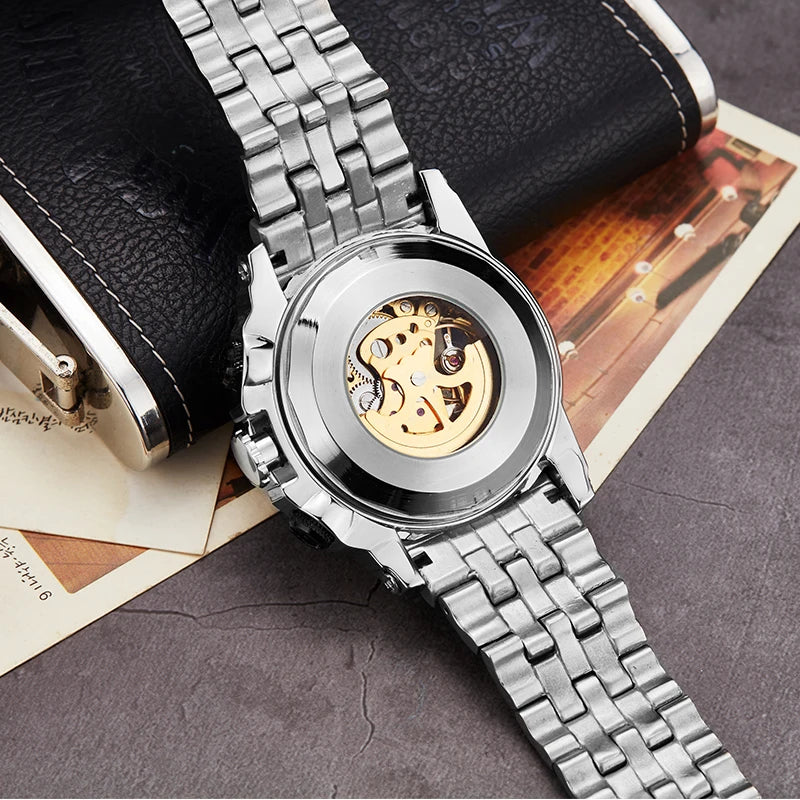Big Dial Automatic Mechanical Watch Men Stainless Steel Bracelet Russia Brazil Wrist Watches Mens Luxury Gold Silver Wristwatch
