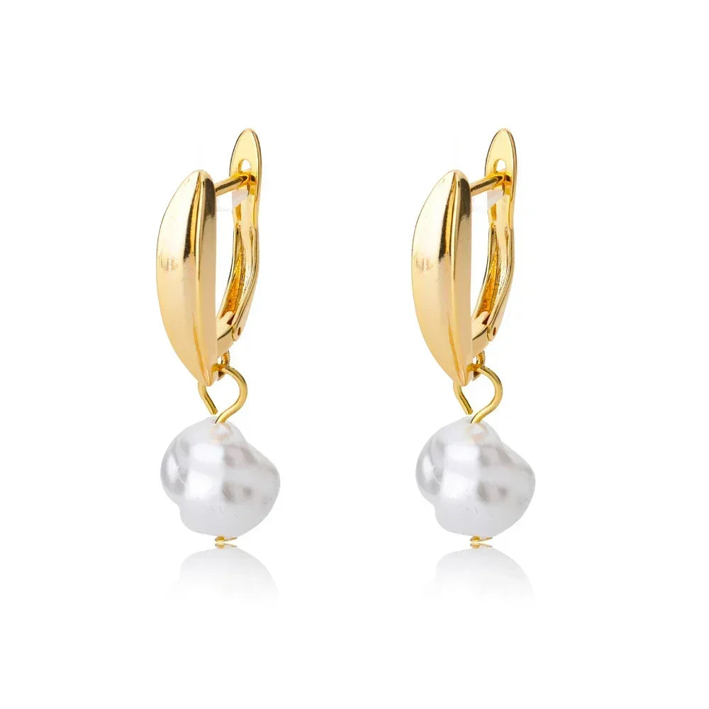Circle Earrings For Women Vintage Punk Round Baroque Pearl Earrings Stainless Steel Circle Ear Clip Women Jewelry Gift Mujer