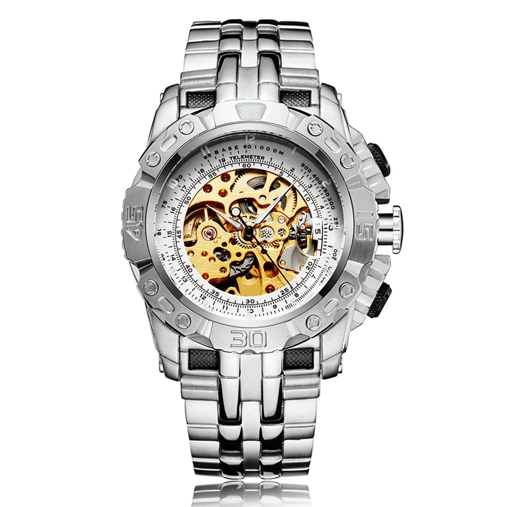 Big Dial Automatic Mechanical Watch Men Stainless Steel Bracelet Russia Brazil Wrist Watches Mens Luxury Gold Silver Wristwatch