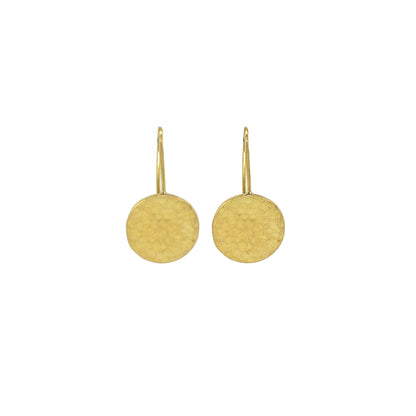 Hammered Disc Brass Drop Earrings | Njiwa