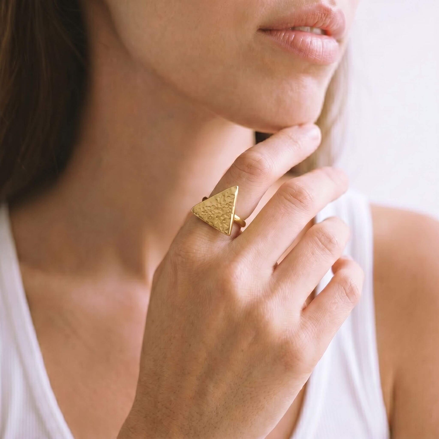 Hammered Smooth Triangle Ring | Pambo
