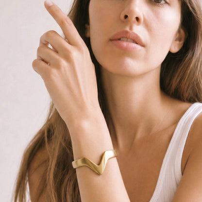 V-Shaped Brass Cuff Bracelet | Nyeupe