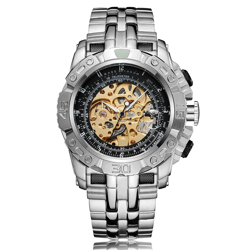 Big Dial Automatic Mechanical Watch Men Stainless Steel Bracelet Russia Brazil Wrist Watches Mens Luxury Gold Silver Wristwatch