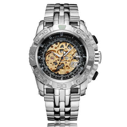 Big Dial Automatic Mechanical Watch Men Stainless Steel Bracelet Russia Brazil Wrist Watches Mens Luxury Gold Silver Wristwatch