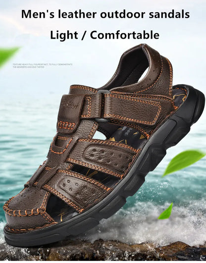 Genuine Leather Casual Shoes For Men High Quality Classic Men Sandals Summer Outdoor Walking Men Sneakers Breathable Men Sandals