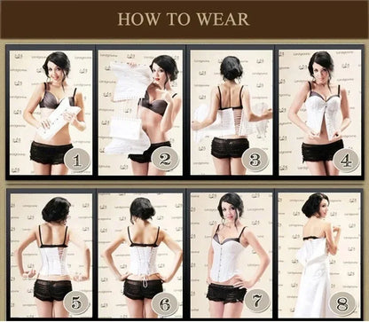 White Bridal Corselet Long Torso Waist Training Corset Lingrie Bones Overbust Hourglass Body Shaper Corset Size XS-6XL 942#