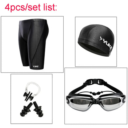 Men Swimming Shorts Waterproof Competition Swim Equipment Goggles with Ear-plug Cap Case Trunks Briefs Swimwear Half Pants 2026