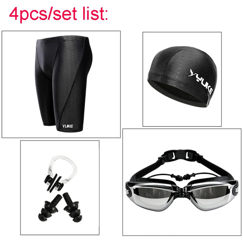 Men Swimming Shorts Waterproof Competition Swim Equipment Goggles with Ear-plug Cap Case Trunks Briefs Swimwear Half Pants 2026