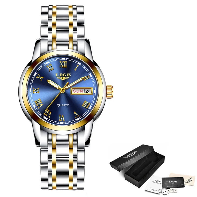 Women's Roman Numeral Day-Date Bracelet Watch
