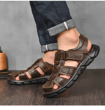 Genuine Leather Casual Shoes For Men High Quality Classic Men Sandals Summer Outdoor Walking Men Sneakers Breathable Men Sandals