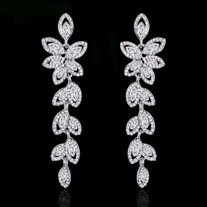 TREAZY Fashion Crystal Wedding Drop Earrings for Women Silver Color Bridal Dangle Earrings Brides Gifts Birthday Party Jewelry