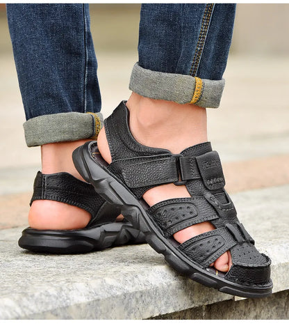 Genuine Leather Casual Shoes For Men High Quality Classic Men Sandals Summer Outdoor Walking Men Sneakers Breathable Men Sandals