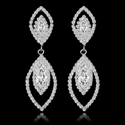 TREAZY Fashion Crystal Wedding Drop Earrings for Women Silver Color Bridal Dangle Earrings Brides Gifts Birthday Party Jewelry