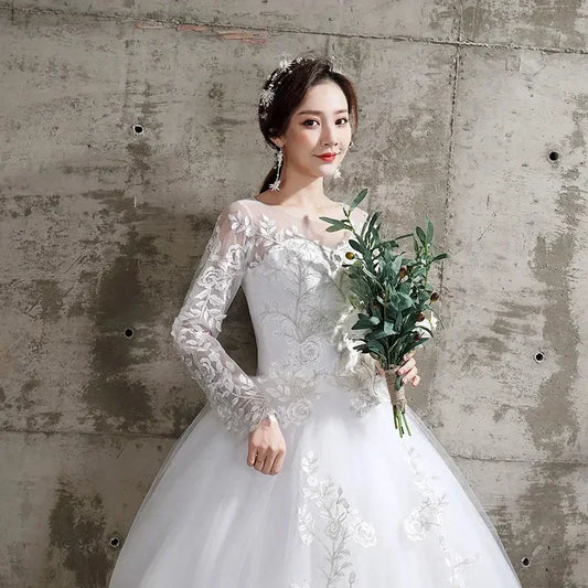 Custom Luxury Wedding Dress - Long Sleeve Ball Gown Plus Size | Femstylo