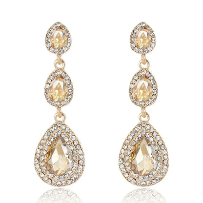 TREAZY Fashion Crystal Wedding Drop Earrings for Women Silver Color Bridal Dangle Earrings Brides Gifts Birthday Party Jewelry