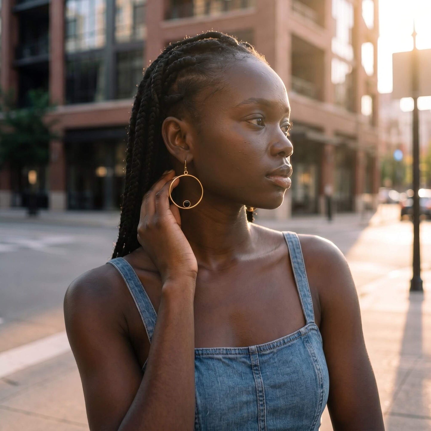 Brass Hoop with Horn Accent Earrings | Lozi