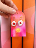 Holiday Hand-Painted Pearl Earrings