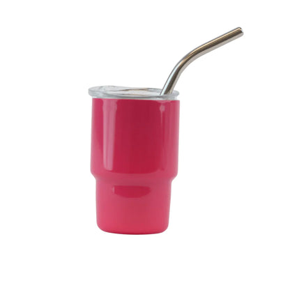 3oz DIY Blank Sublimation shot glass Tumbler double insulated with stainless straw