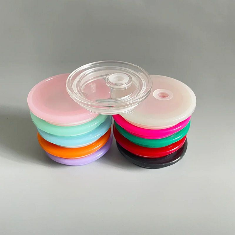 16oz Blank Sublimation Glass Can Jar with plastic Colored lid Tumbler (Clear or Frosted)