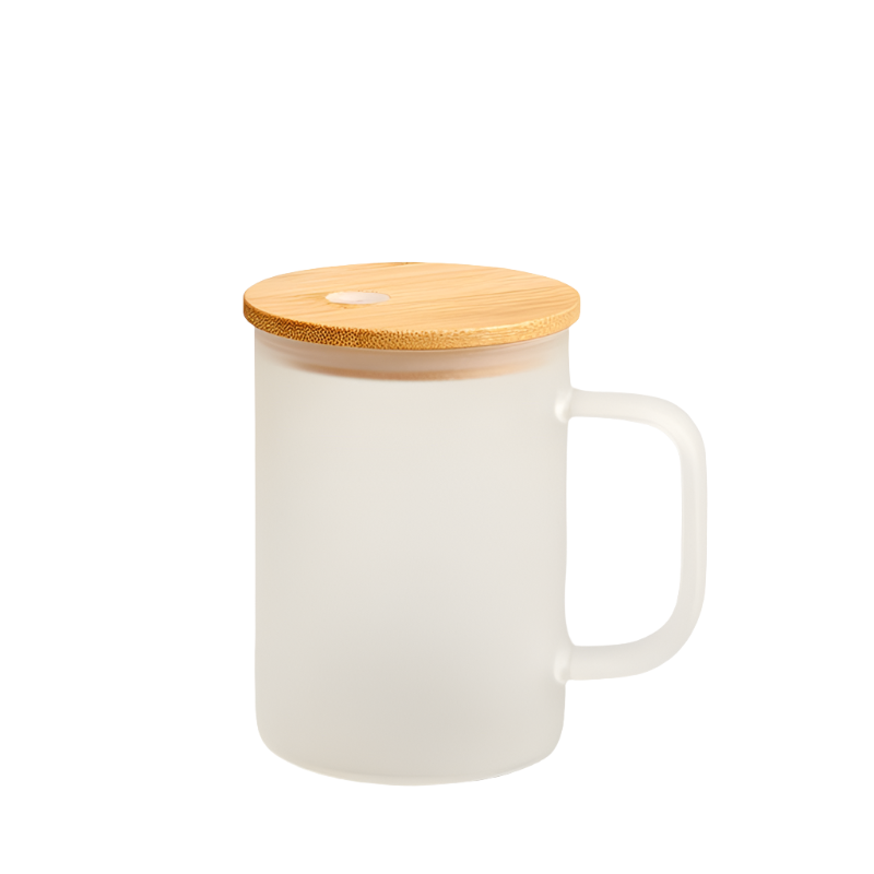 17oz Sublimation Glass Mug With Bamboo Lid and Straw (Clear or Frosted)