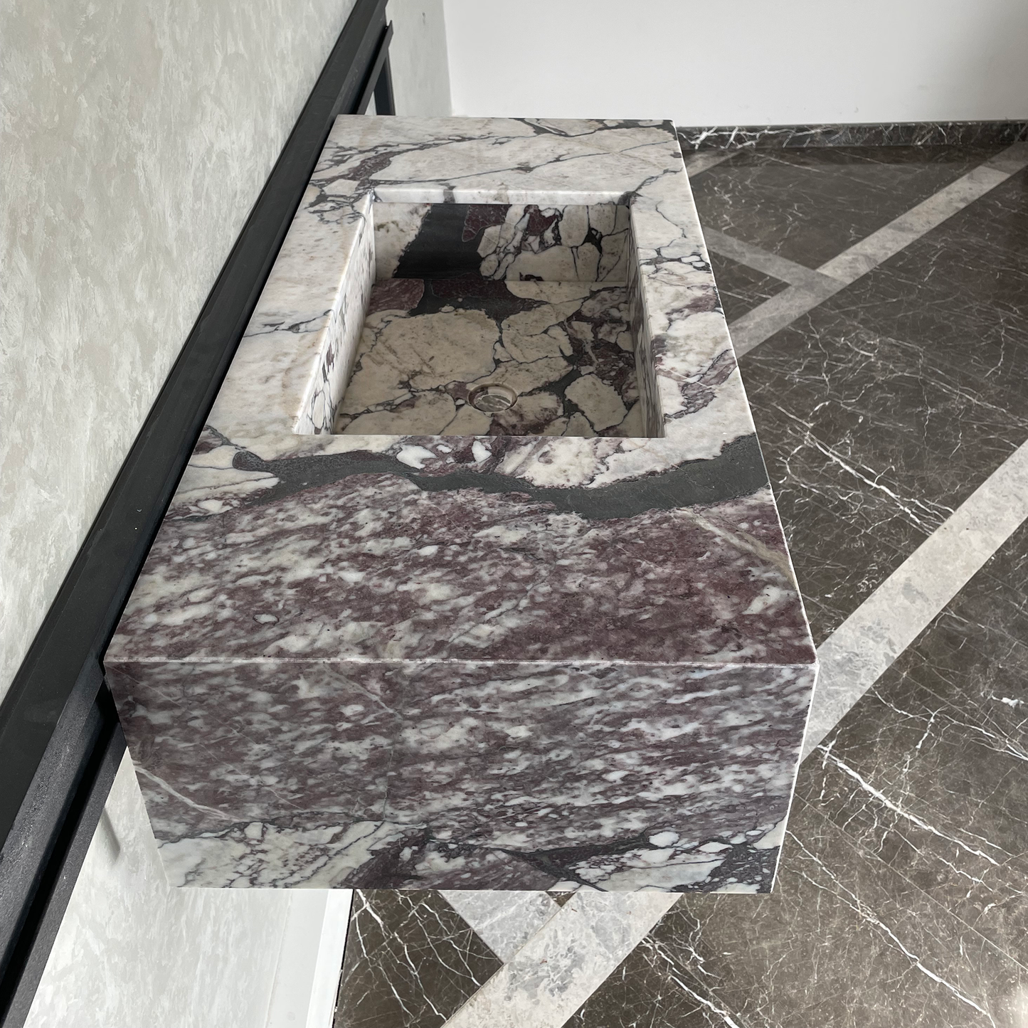 Calacatta Viola Marble Bathroom Vanity Sink - Hand Assembled