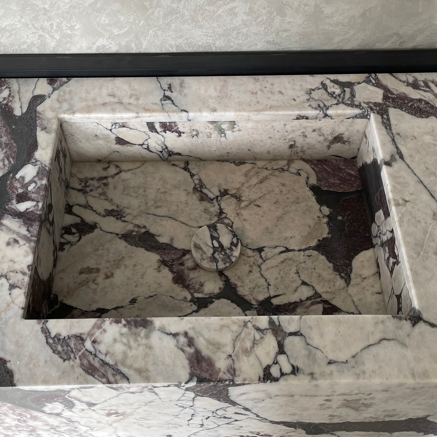 Calacatta Viola Marble Bathroom Vanity Sink - Hand Assembled