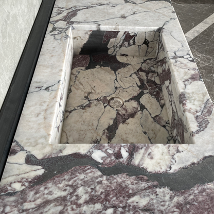 Calacatta Viola Marble Bathroom Vanity Sink - Hand Assembled