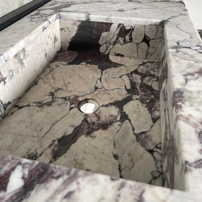 Calacatta Viola Marble Bathroom Vanity Sink - Hand Assembled