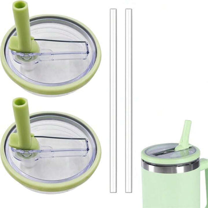 40oz Tumbler Leak Proof Flip Top Screw on Lid Replacement Compatible with Stanley (Includes Straw)