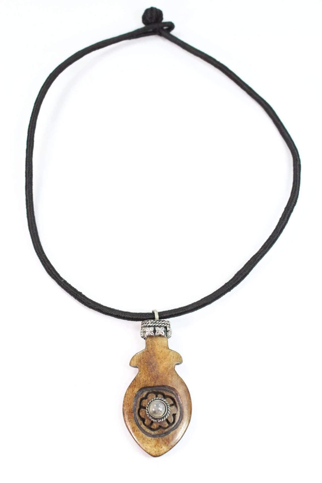 Fish Flower Tribal Pendant Necklace Boho Stone Charm