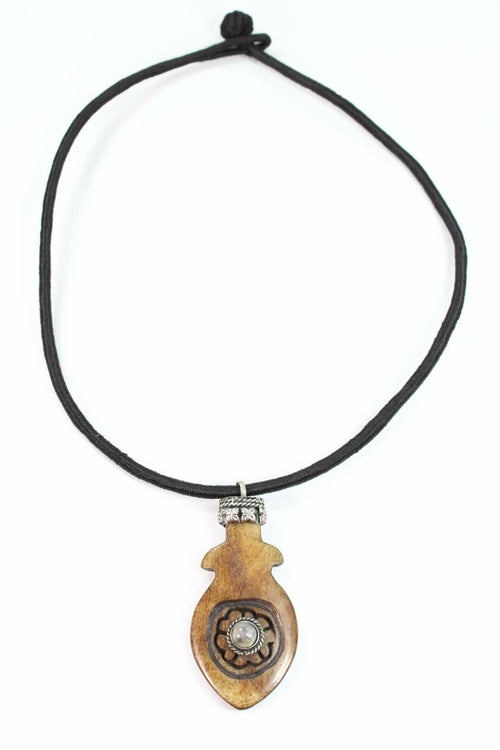 Fish Flower Tribal Pendant Necklace Boho Stone Charm