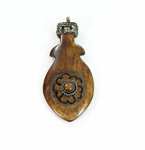 Fish Flower Tribal Pendant Necklace Boho Stone Charm