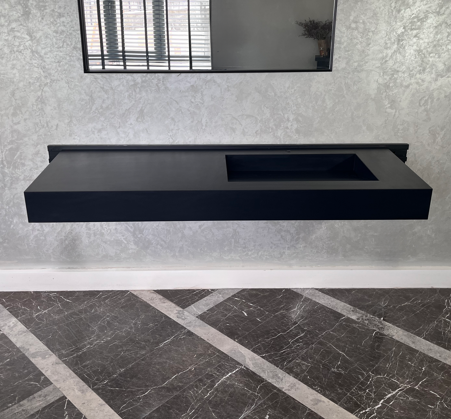 Absolute Black Engineered Stone Kitchen Sink - Premium Handcrafted Infinity Design
