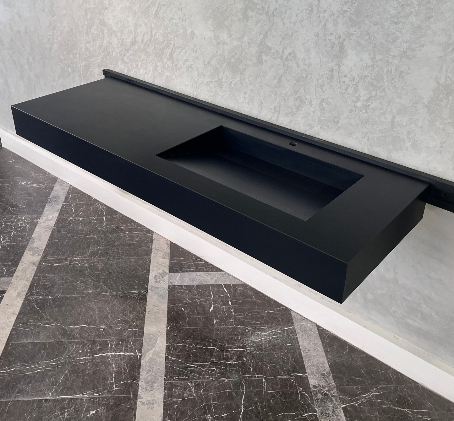 Absolute Black Engineered Stone Kitchen Sink - Premium Handcrafted Infinity Design