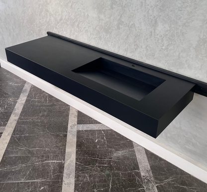 Absolute Black Engineered Stone Kitchen Sink - Premium Handcrafted Infinity Design