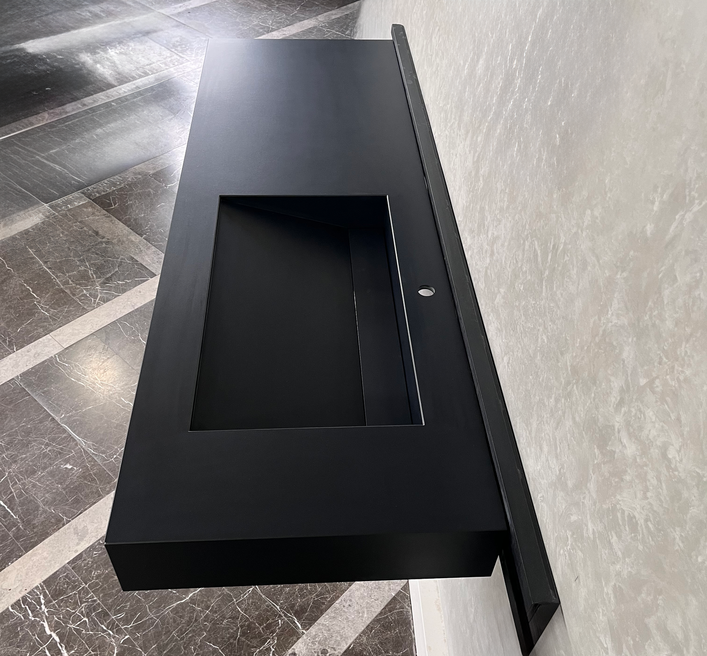 Absolute Black Engineered Stone Kitchen Sink - Premium Handcrafted Infinity Design