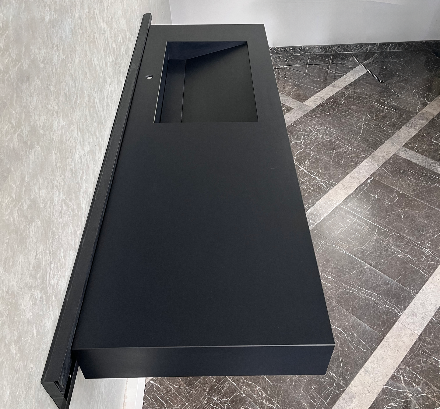 Absolute Black Engineered Stone Kitchen Sink - Premium Handcrafted Infinity Design