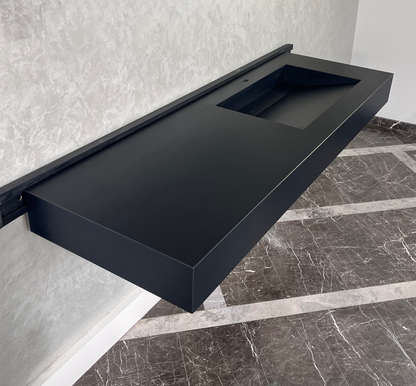 Absolute Black Engineered Stone Kitchen Sink - Premium Handcrafted Infinity Design