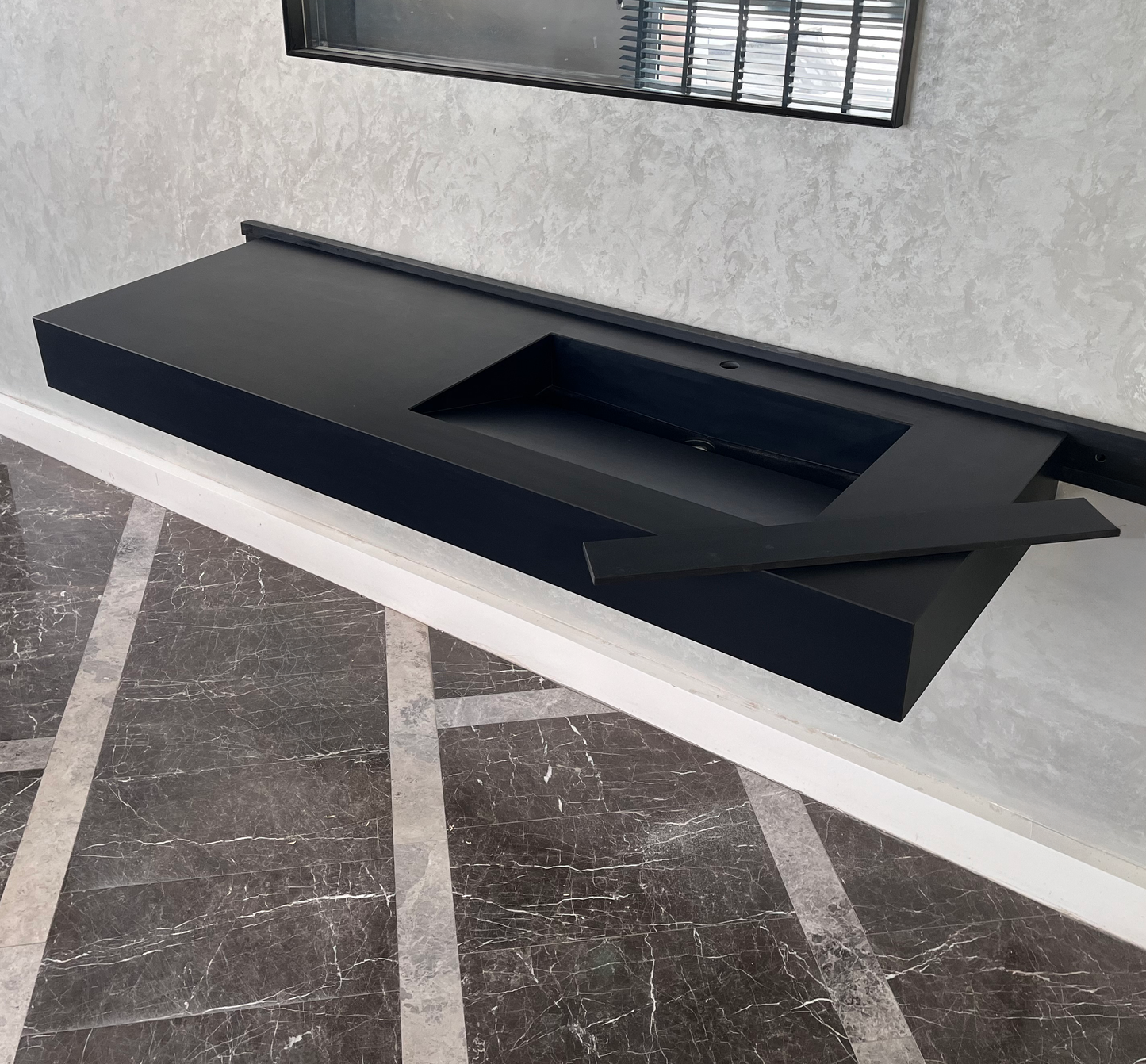 Absolute Black Engineered Stone Kitchen Sink - Premium Handcrafted Infinity Design