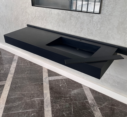Absolute Black Engineered Stone Kitchen Sink - Premium Handcrafted Infinity Design