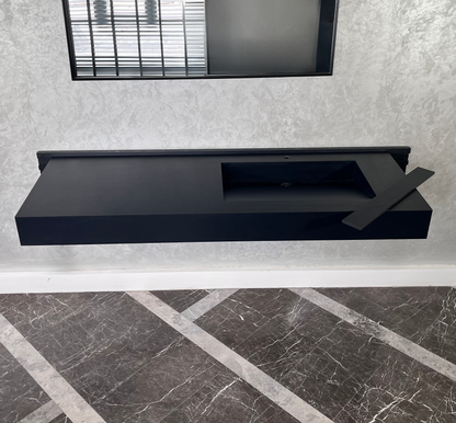 Absolute Black Engineered Stone Kitchen Sink - Premium Handcrafted Infinity Design