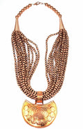 Crescent Moon Spiral Statement Necklace Handmade Copper