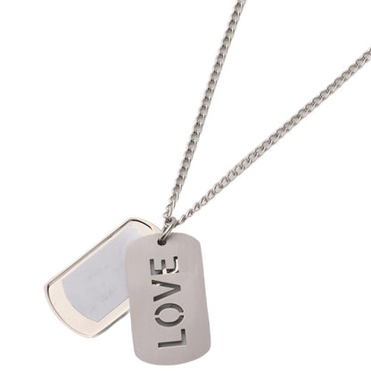 LOVE Silver Stainless Steel Fashion DIY Dog Tag Blank Sublimation Designer Necklace