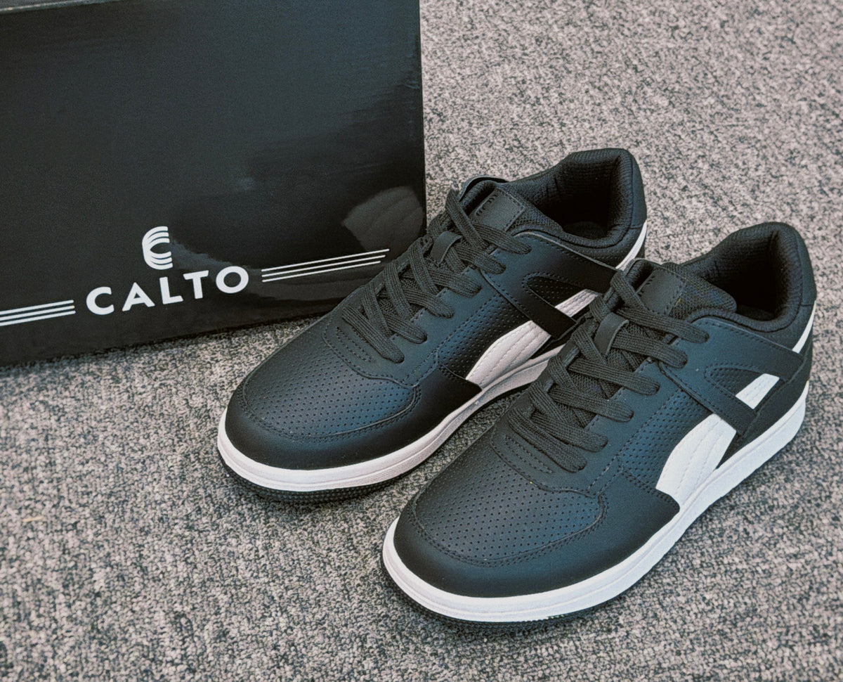 CALTO - S2530 - 2.2 Inches Taller (Black/White) - Contemporary Casual Sneaker