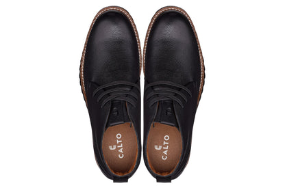 CALTO - J2190 - 2.6 Inches Taller (Black/Black Sole) - Chukka Boots